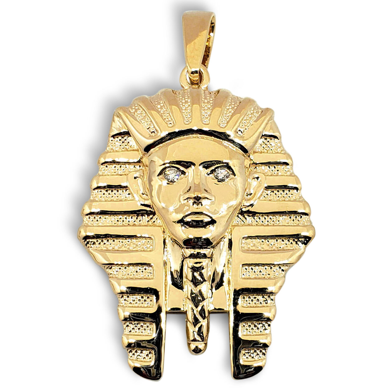 Solid 18K Yellow Gold King Tut Pendant Diamond Pharaoh Pendant, 8.8 grams