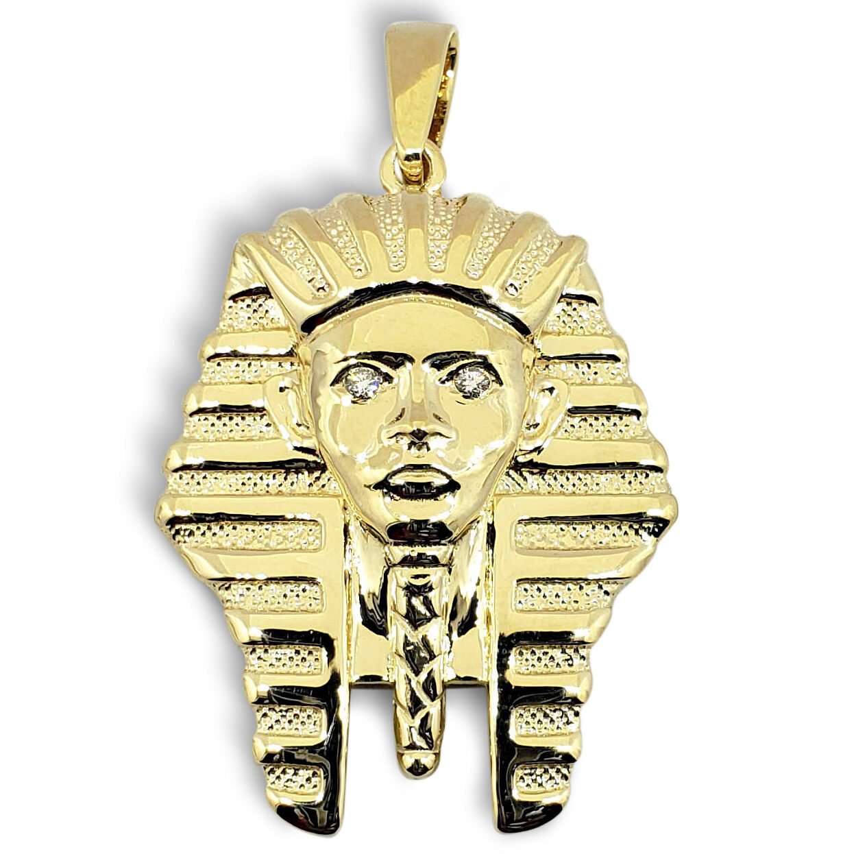 Solid 10K Yellow Gold King Tut Pendant Diamond Pharaoh Pendant, 6.8 grams