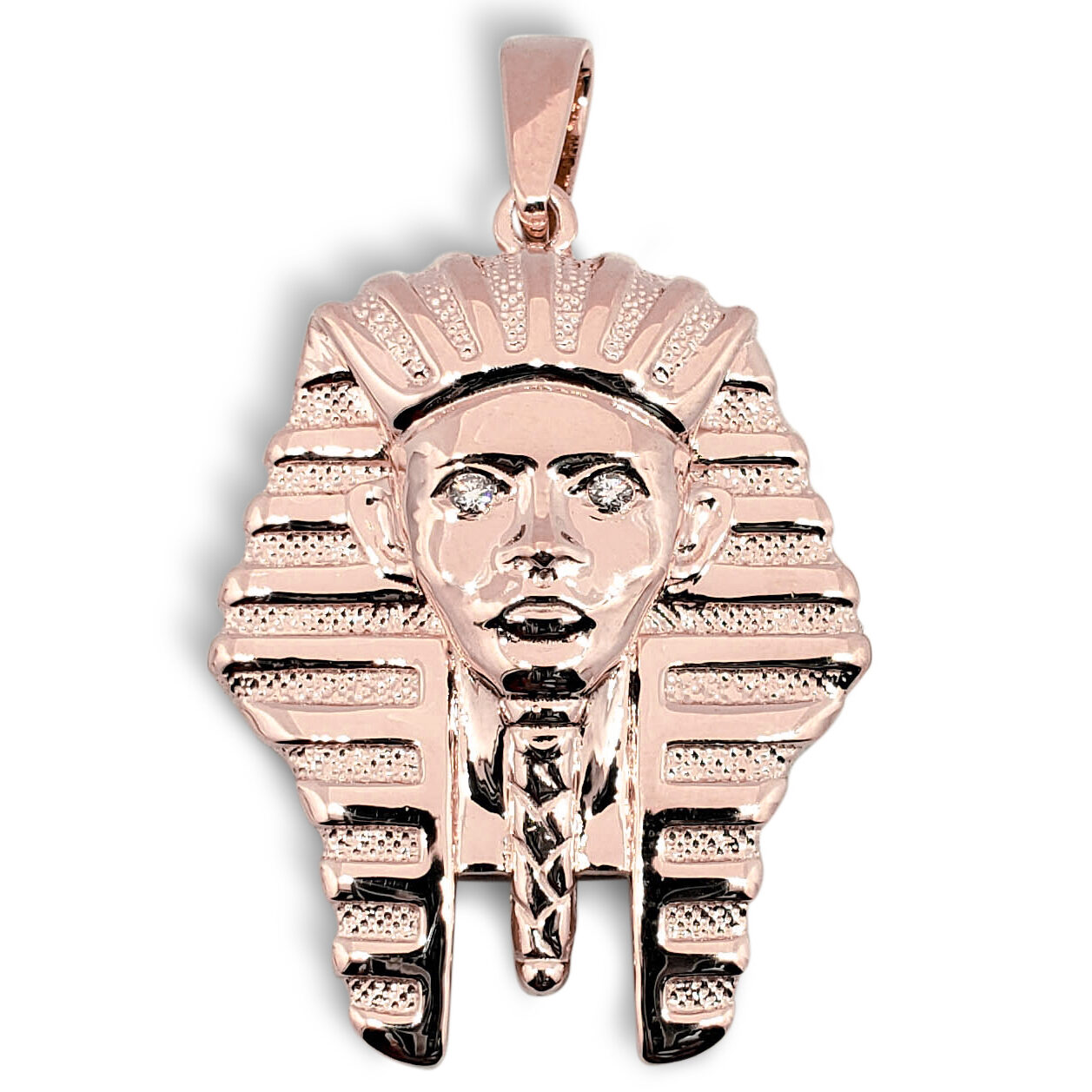 Solid 14K Rose Gold King Tut Pendant Diamond Pharaoh Pendant, 7.4 grams