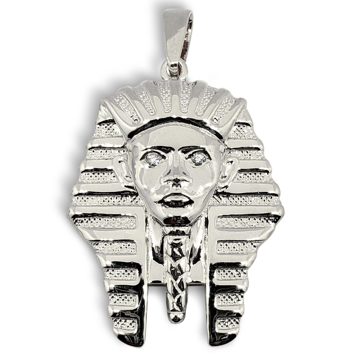 Solid 10K White Gold King Tut Pendant Diamond Pharaoh Pendant, 6.5 grams
