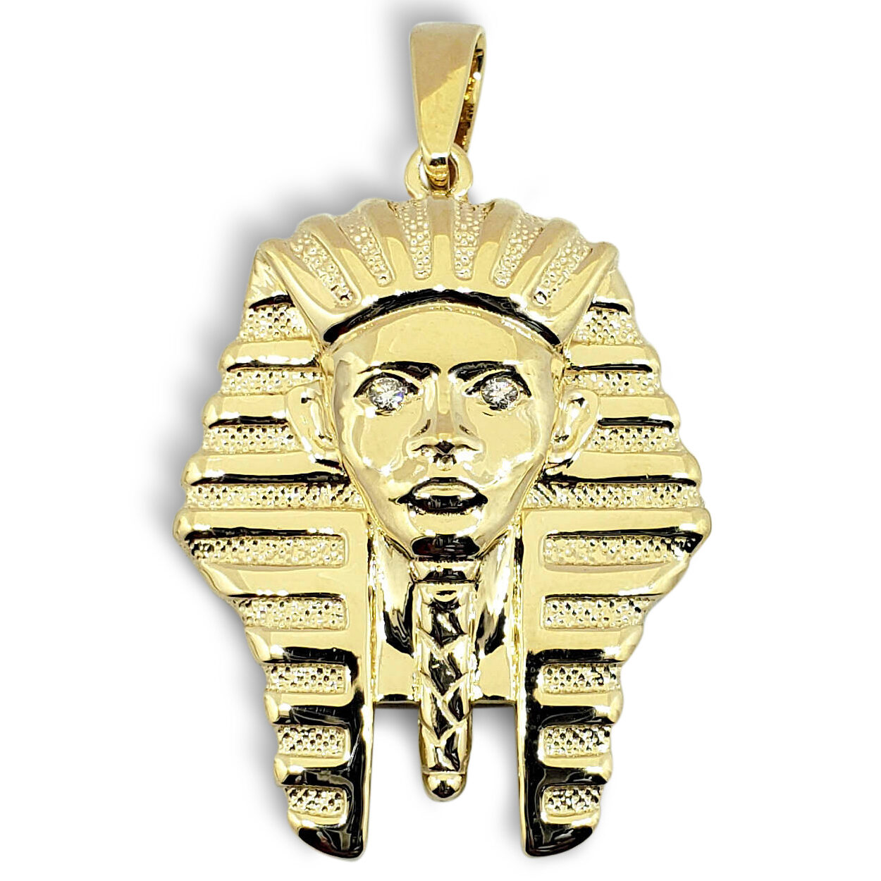 Solid 14K Yellow Gold King Tut Pendant Diamond Pharaoh Pendant, 7.4 grams