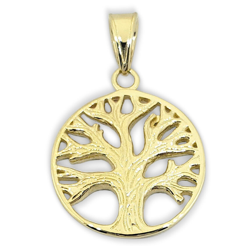 Solid 10K Yellow Gold Tree of Life Pendant, 1.8 grams