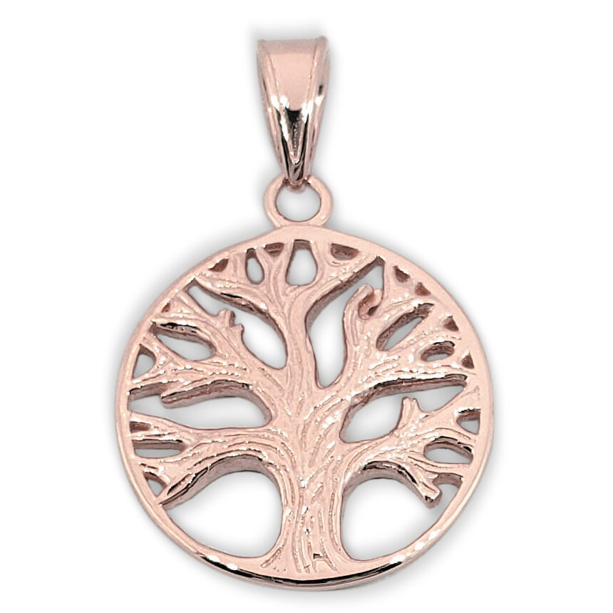 Solid 10K Rose Gold Tree of Life Pendant, 1.8 grams