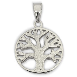 Solid 14K White Gold Tree of Life Pendant, 1.9 grams