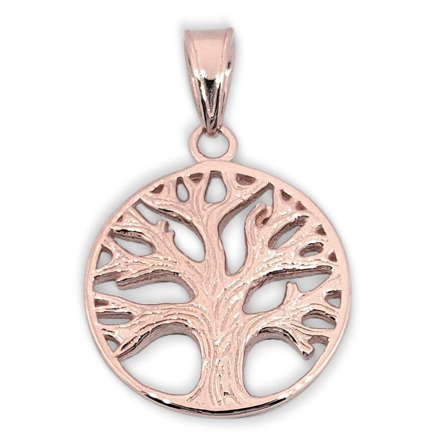 Solid 14K Rose Gold Tree of Life Pendant, 2.0 grams