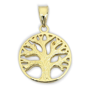 Solid 14K Yellow Gold Tree of Life Pendant, 2.0 grams