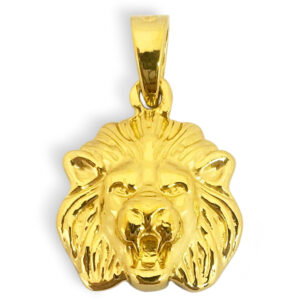 Solid 24K Yellow Gold Mens Lion Pendant Charm, 14mm, 3.3 grams, Small
