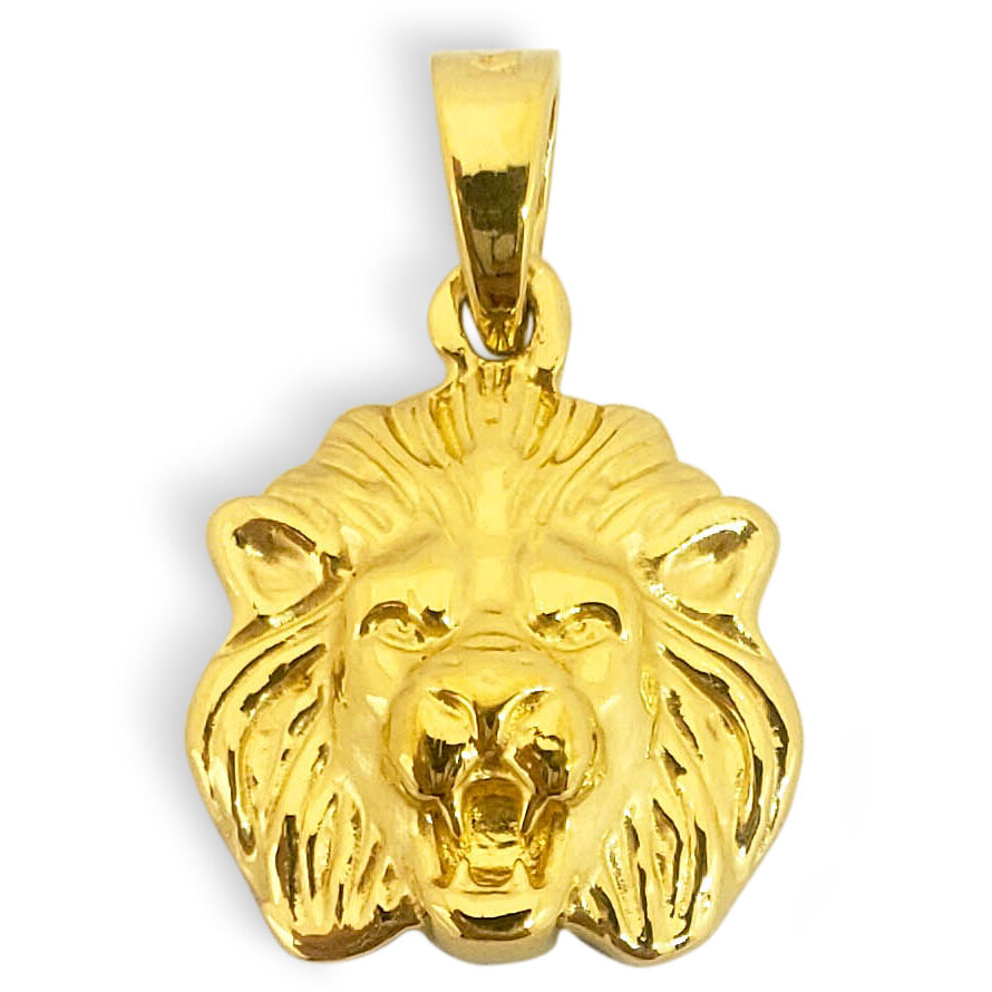 Solid 24K Yellow Gold Mens Lion Pendant Charm, 14mm, 3.3 grams, Small