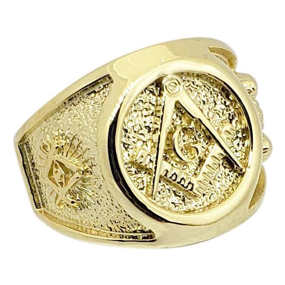 Solid 10K Yellow Gold Freemason Ring Masonic Double Headed Eagle, Size 5 - 15