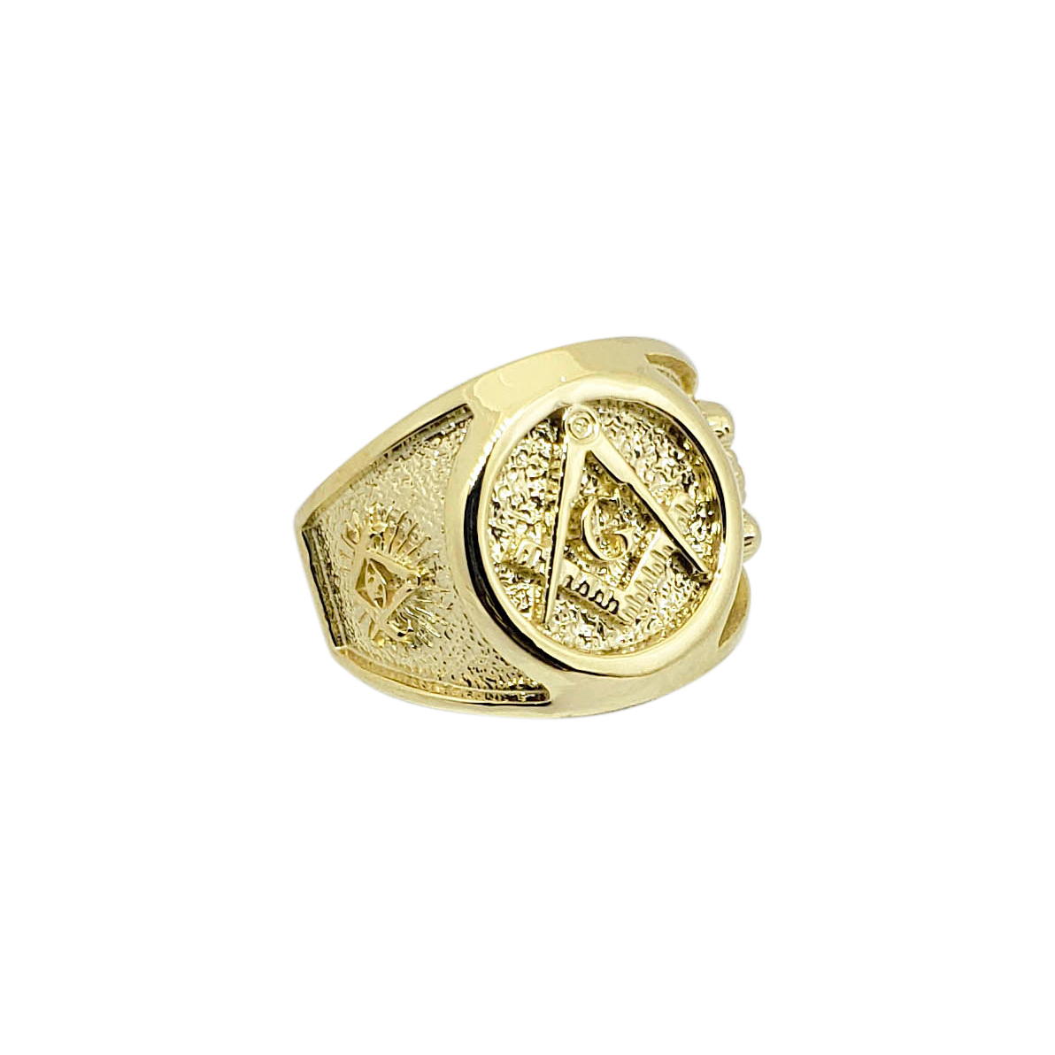 Solid 10K Yellow Gold Freemason Ring Masonic Double Headed Eagle 