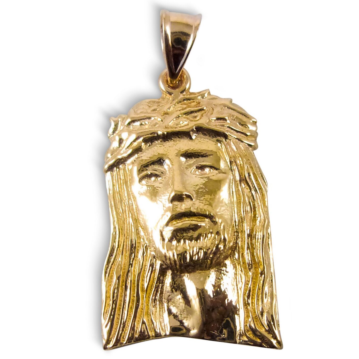 Solid 18K Yellow Gold Jesus Piece Gold Jesus Pendant 1"