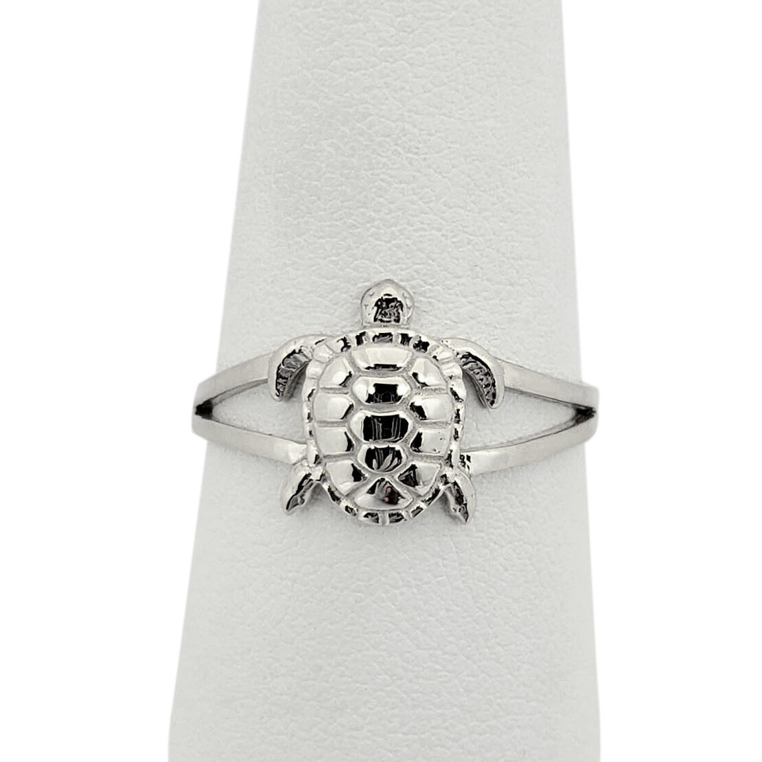Solid 10K Women's White Gold Ring Gold Turtle Ring, Sizes 3 - 12