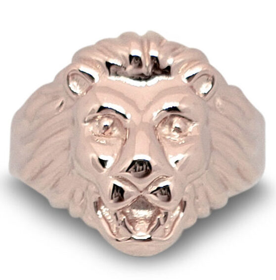 Solid 10K Real Gold Lion Ring, Gold Lion Ring for Men, Rose Gold Size 5 - 15