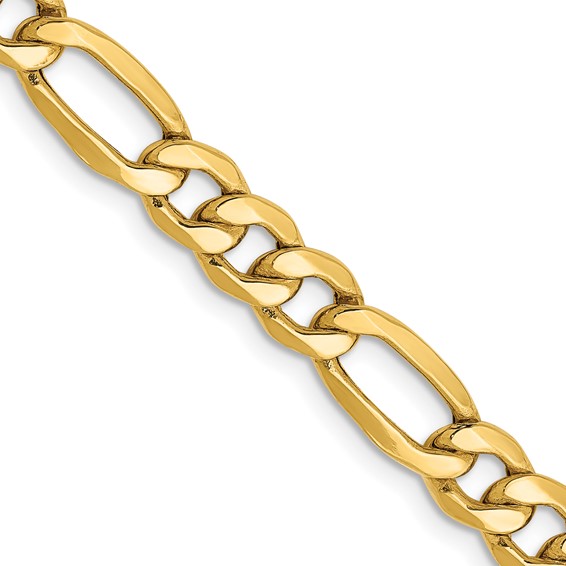 10K Yellow Gold 26" Figaro Chain, 6.25mm, 12.88 Grams, Hollow