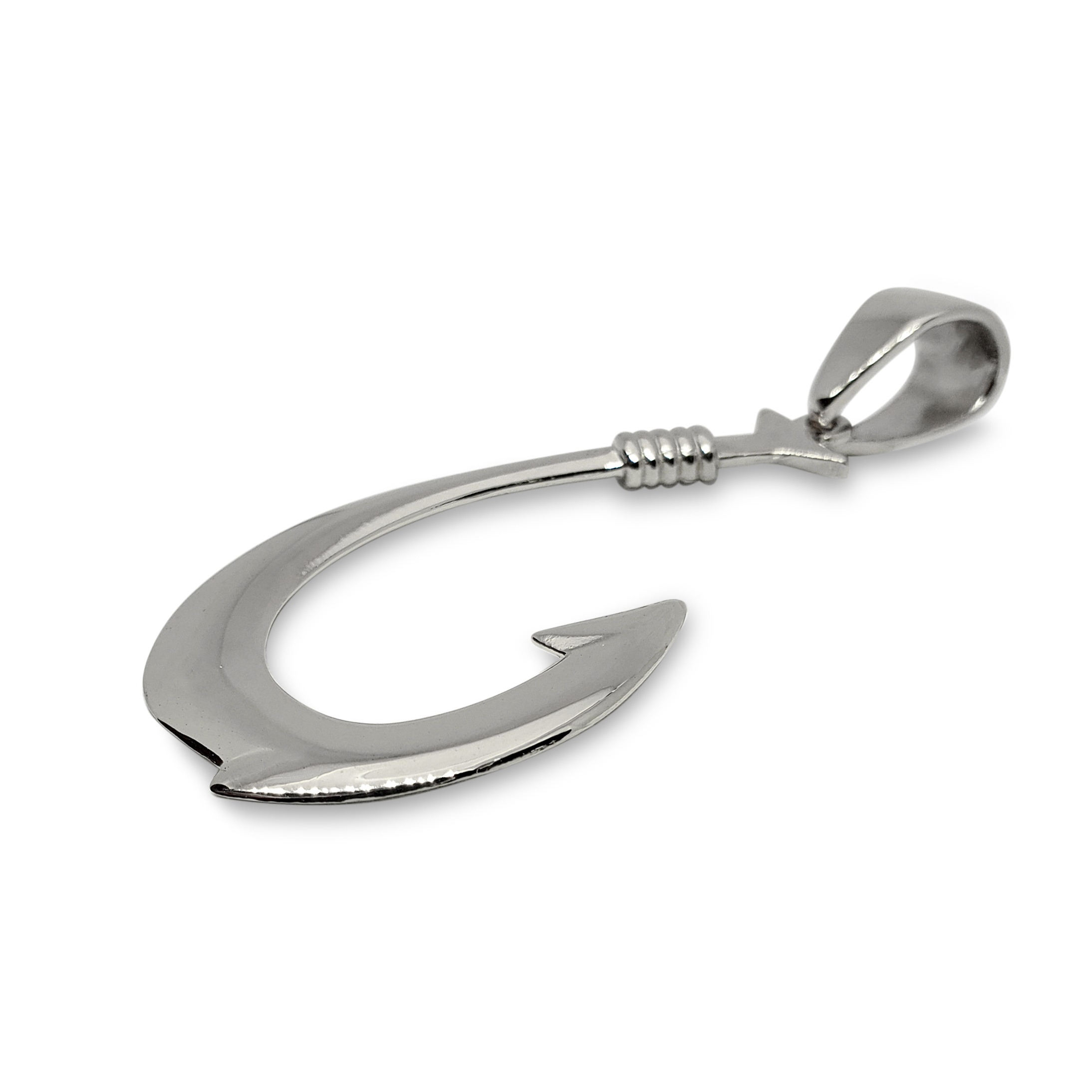 Solid 18K Yellow White or Rose Gold Fish Hook Pendant, Hawaiian Fish