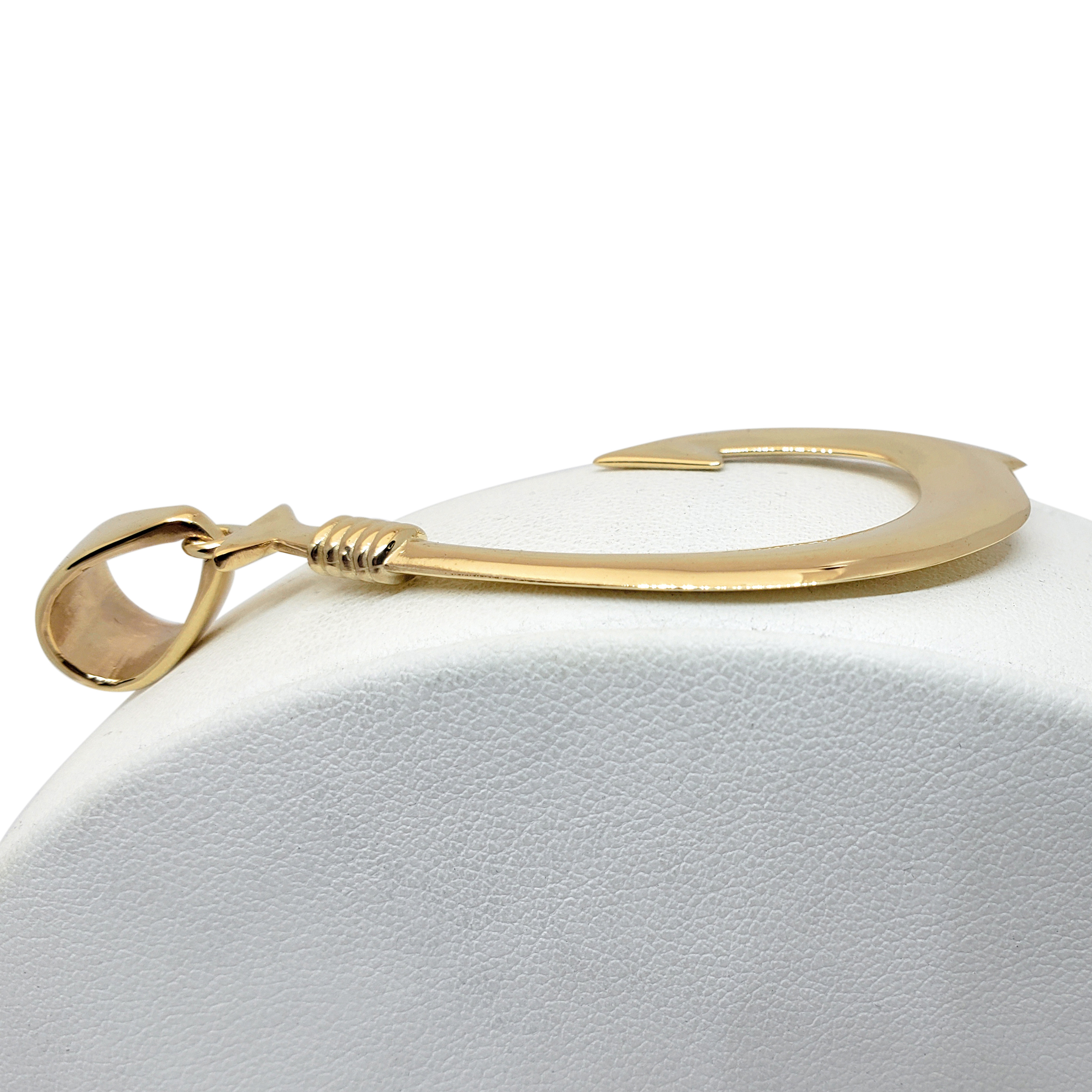 Solid 18K Yellow White or Rose Gold Fish Hook Pendant, Hawaiian Fish