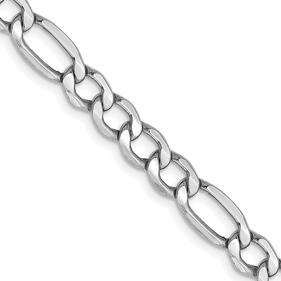 14K White Gold 16" Figaro Chain, 5.75mm, 6.48 Grams, Hollow