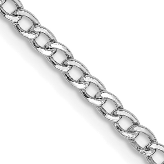 14K White Gold 18" Curb Chain, 2.5mm, 2.30 Grams, Hollow