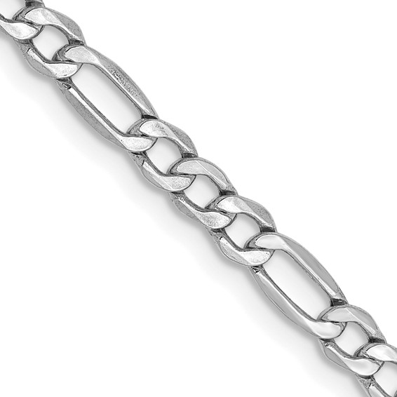 14K White Gold 24" Figaro Chain, 3.5mm, 4.46 Grams, Hollow