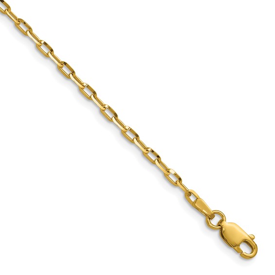 14K Yellow Gold 18" Diamond Cut Open Long Link Cable Chain, 2.3mm