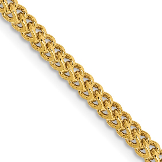 14K Yellow Gold 18" Franco Chain, 2.2mm, 6.57 Grams, Hollow