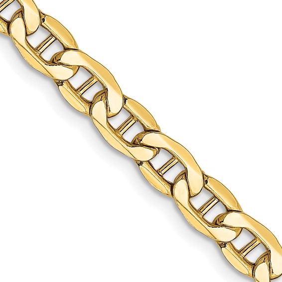 14K Yellow Gold 24" Anchor Chain, 4.75mm, 11.34 Grams, Hollow