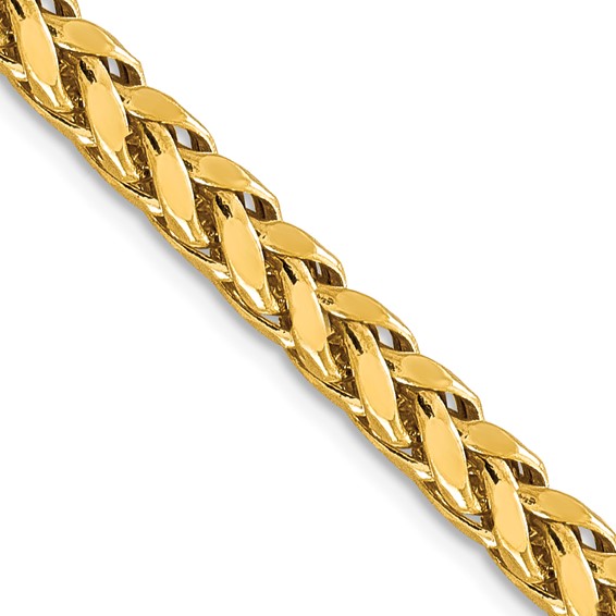 14K Yellow Gold 26" Diamond Cut Oval Spiga Wheat Chain, 5mm, 28.96 Grams, Hollow