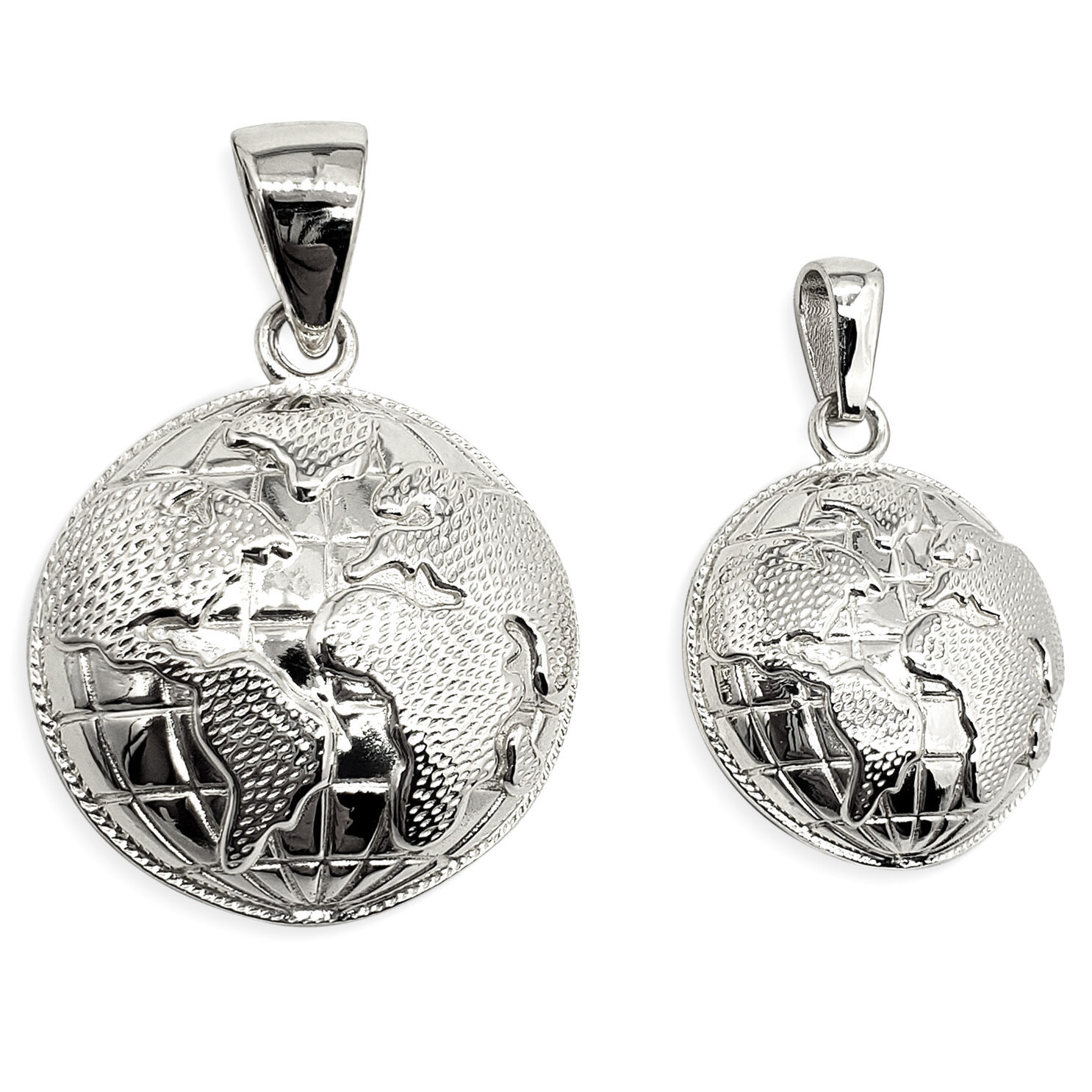 Real 14K White Gold Globe Pendant, Gold World Pendant Earth