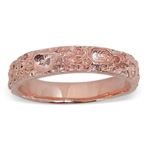 10K Rose Gold Moon Surface Ring, Gold Moon Crater Ring, 4mm Gold Wedding Band