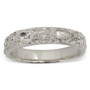 10K White Gold Moon Surface Ring, Gold Moon Crater Ring, 4mm Gold Wedding Band