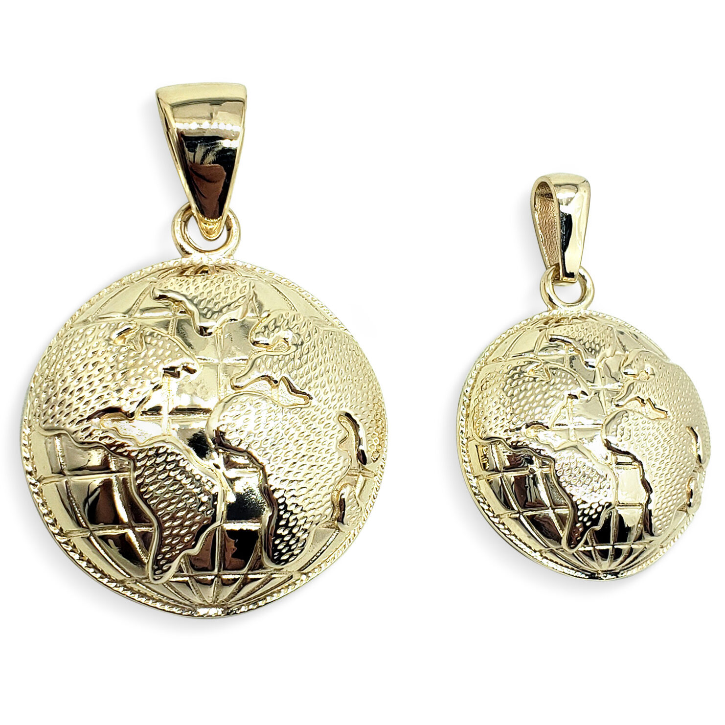 Real 14K Yellow Gold Globe Pendant, Gold World Pendant Earth