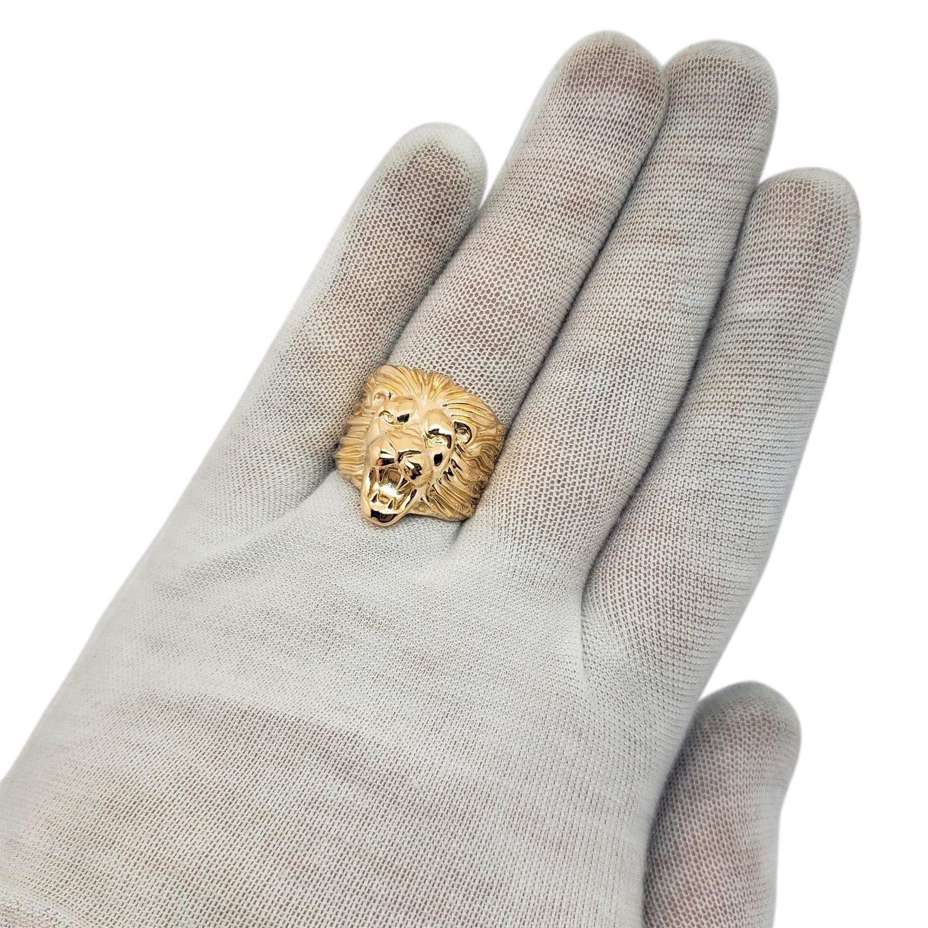 Solid 18K Yellow Gold Mens Lion Ring XXL Heavy Size 5 - 15 - Jahda