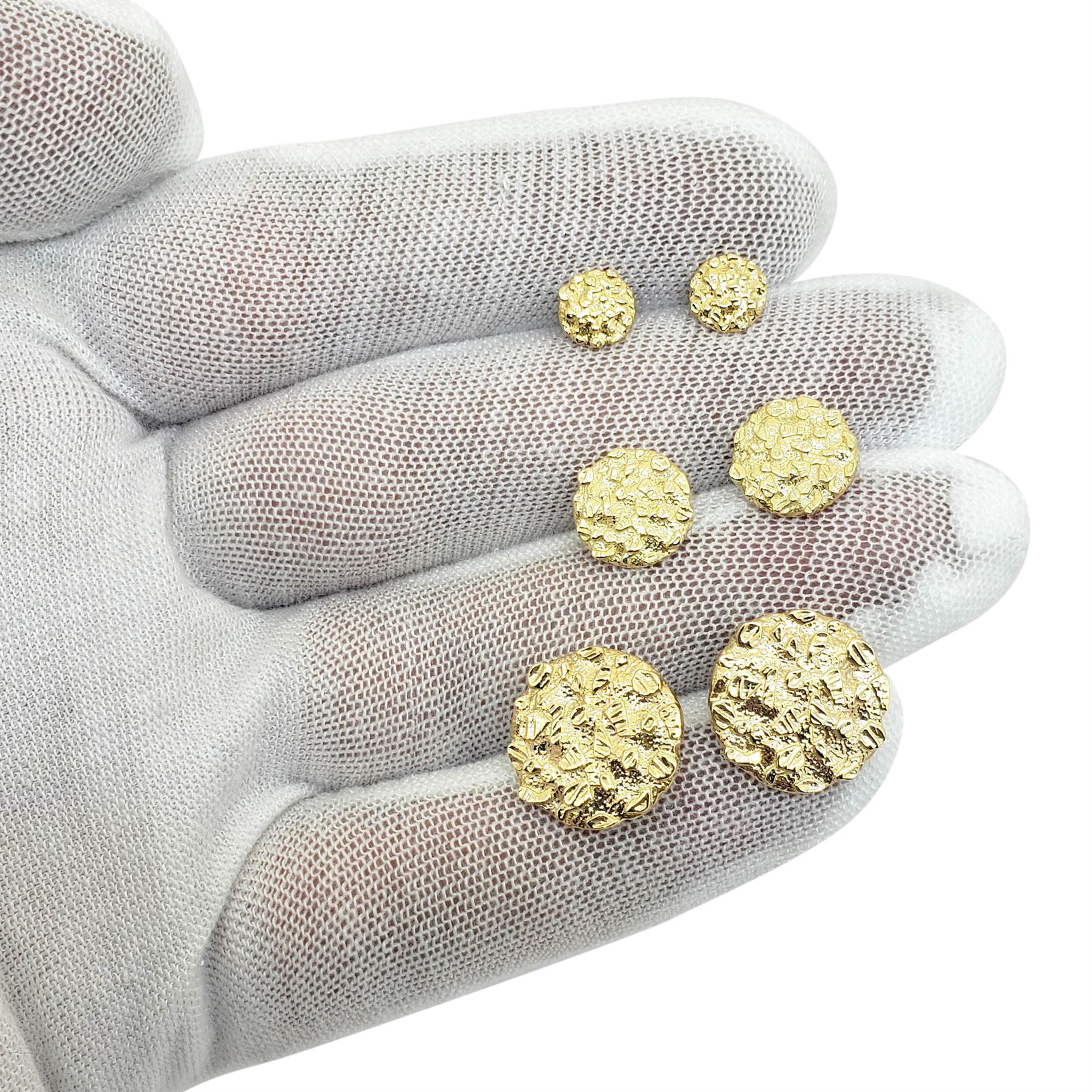 Gold nugget earrings deals round