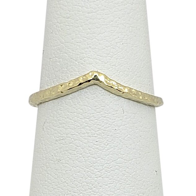 Solid 10K Yellow Gold Hammered Ring Gold Chevron Ring Size 1 - 12