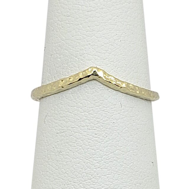 Solid 14K Yellow Gold Hammered Ring Gold Chevron Ring Size 1 - 12