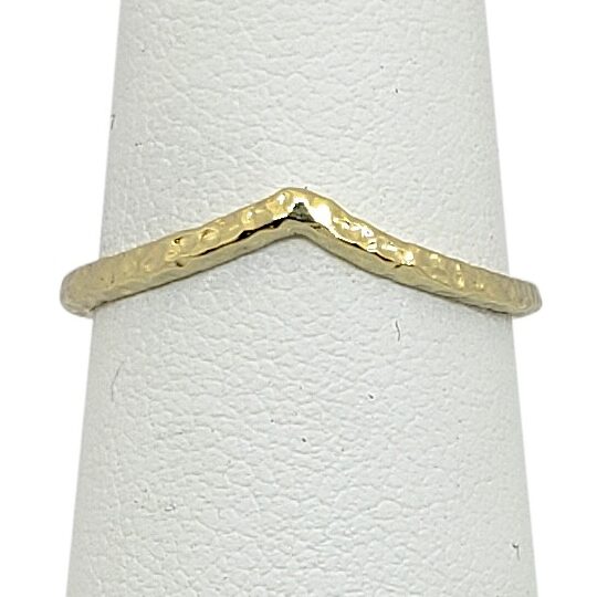 Solid 18K Yellow Gold Hammered Ring Gold Chevron Ring Size 1 - 12
