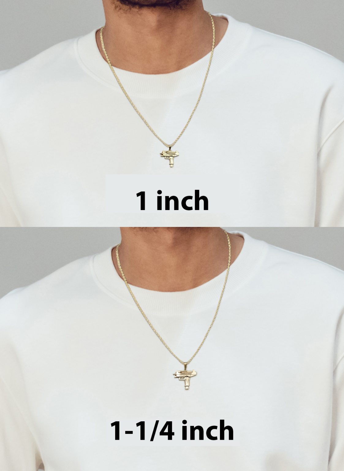 Solid 14K Yellow Gold Uzi Pendant, Real Gold Gun Pendant Jahda