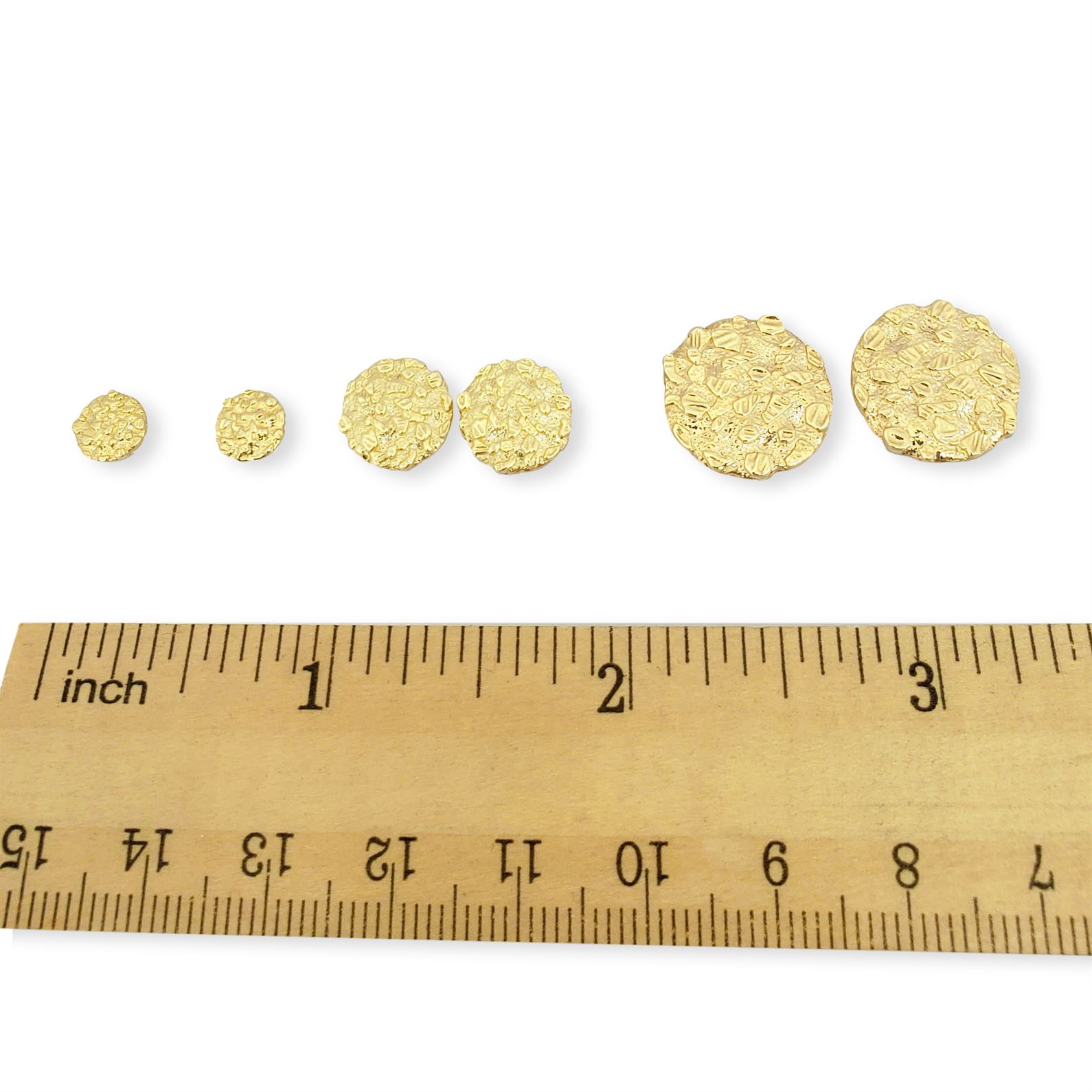 Solid 14k Mens Yellow Gold Round Nugget Earrings Jahda