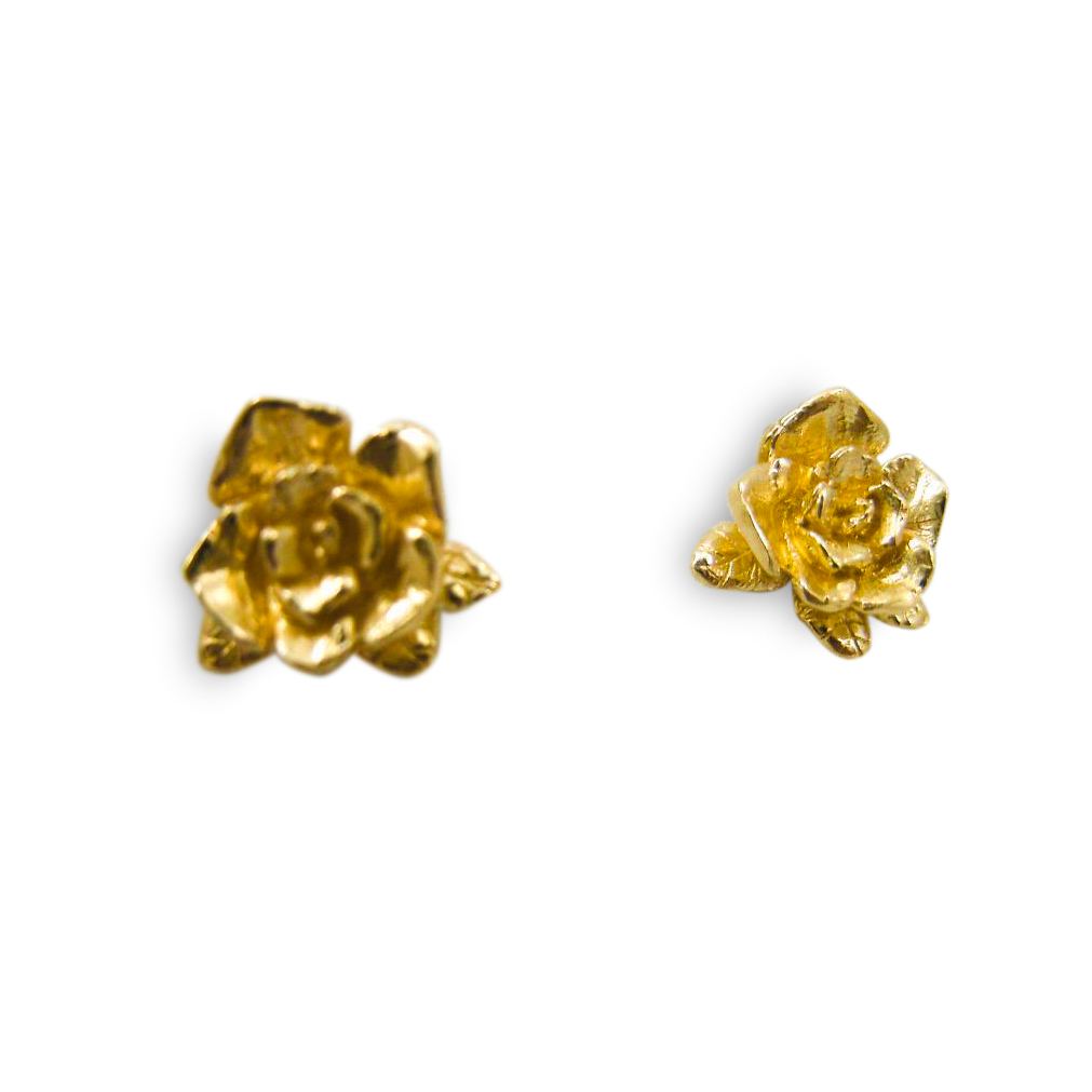 2.60 gram 18k solid yellow gold flower Rose stud earring earrings h3jewels #2744 