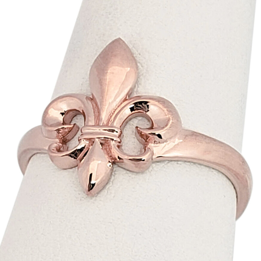 Solid 14K Rose Gold Fleur de Lis Ring, Sizes 3 - 12, Fleur-de-Lis Jewelry