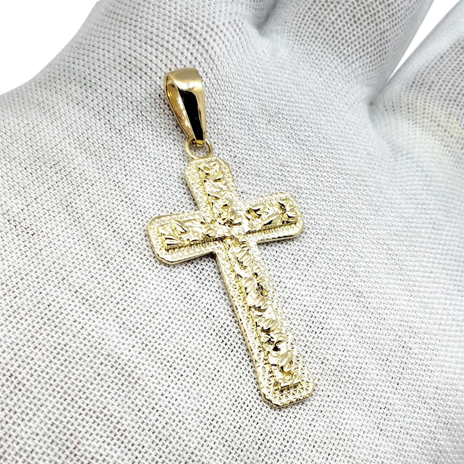 mens gold nugget cross pendant