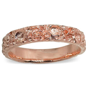 14K Rose Gold Moon Surface Ring, Gold Moon Crater Ring, 4mm Gold Wedding Band