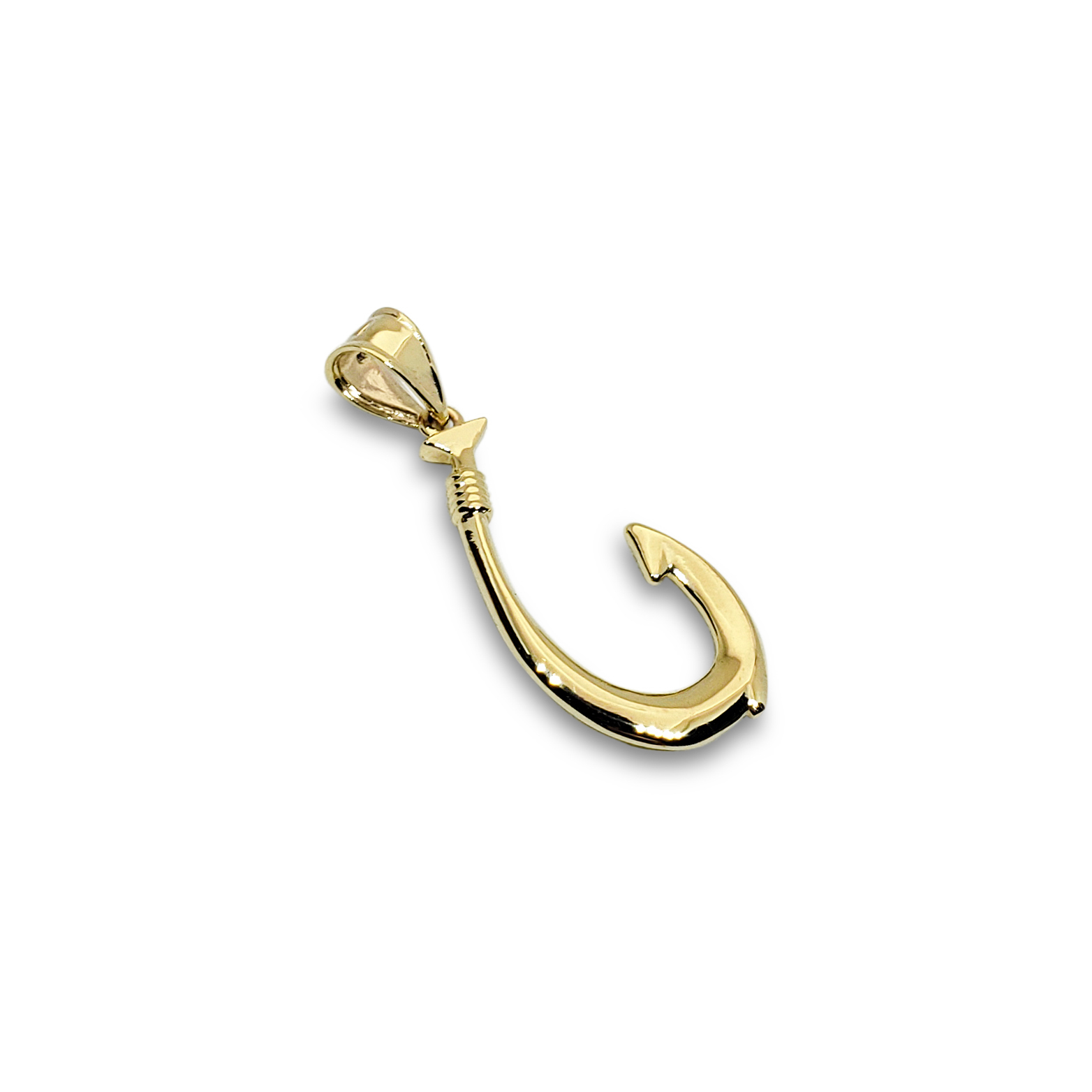 14k Gold Fish Hook Pendant, Yellow Gold Fishing Hook Pendant, Hawaiian