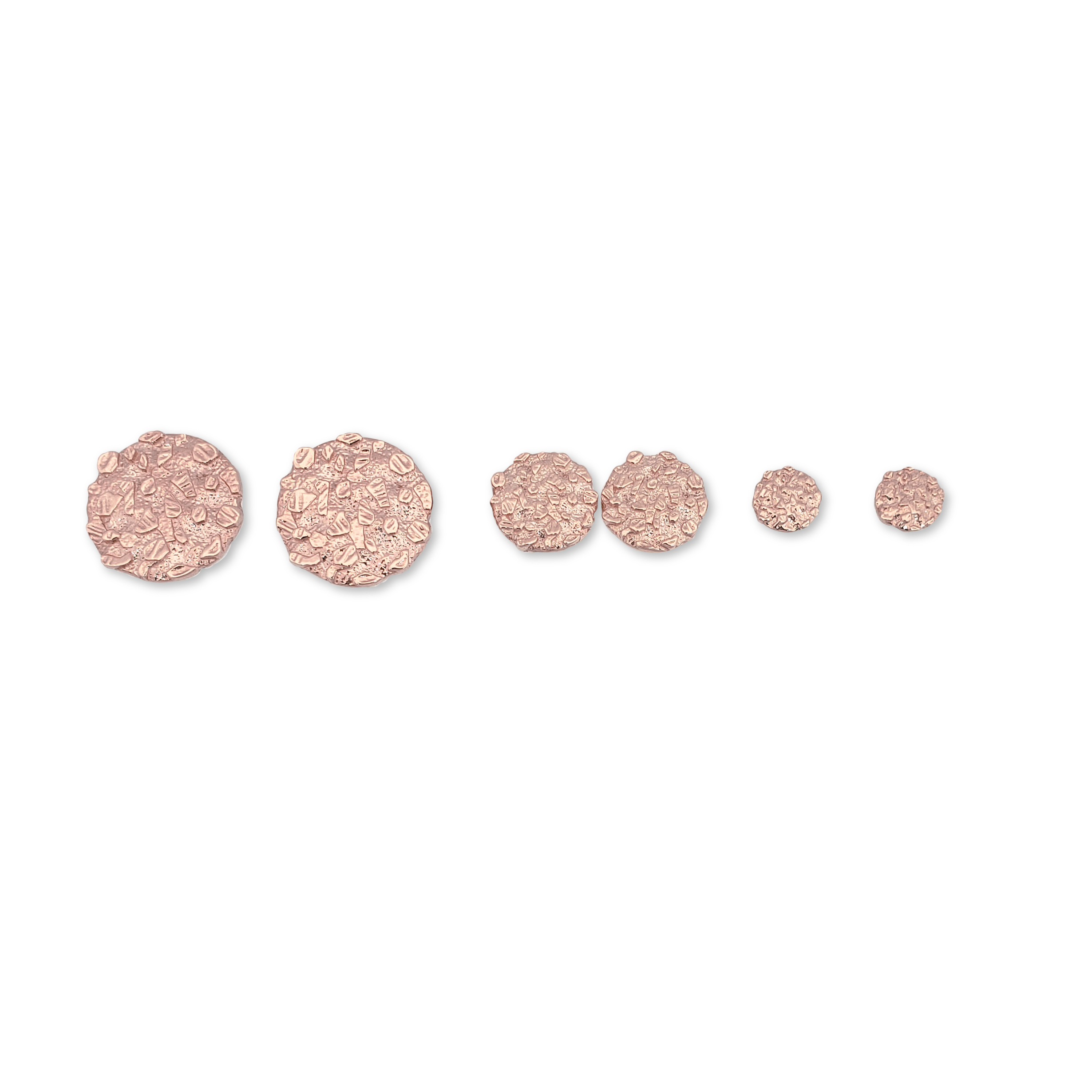 Solid 14k Mens Nugget Rose Gold Round Earrings, All Sizes