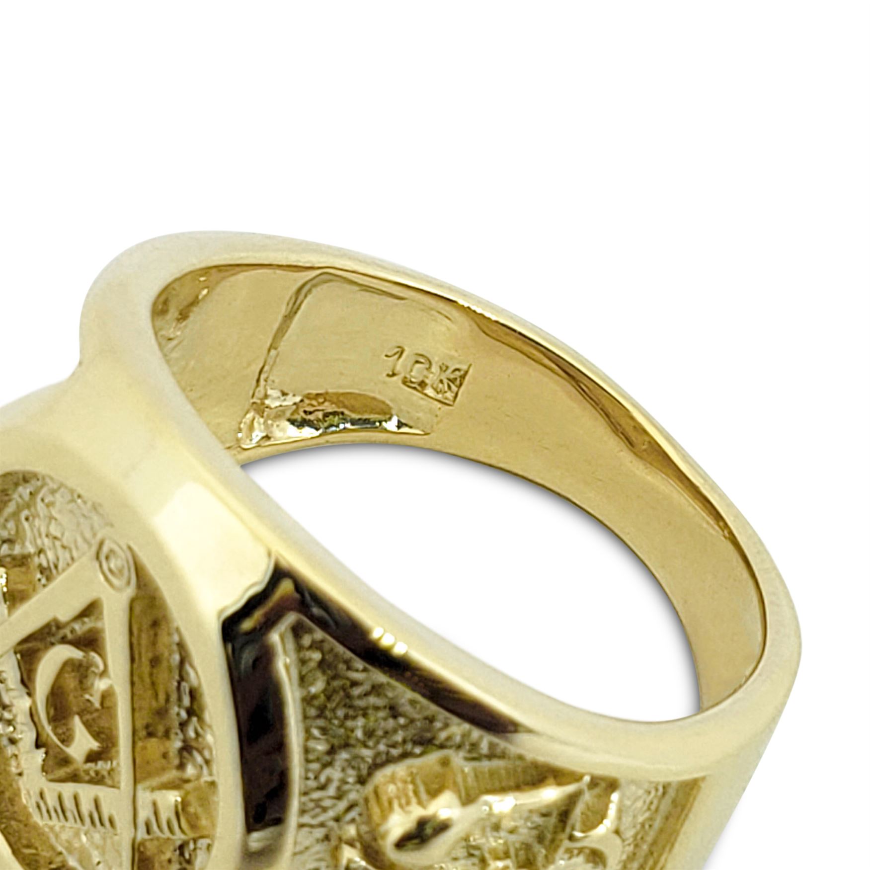 Solid 10K Yellow Gold Freemason Ring Masonic Double Headed Eagle