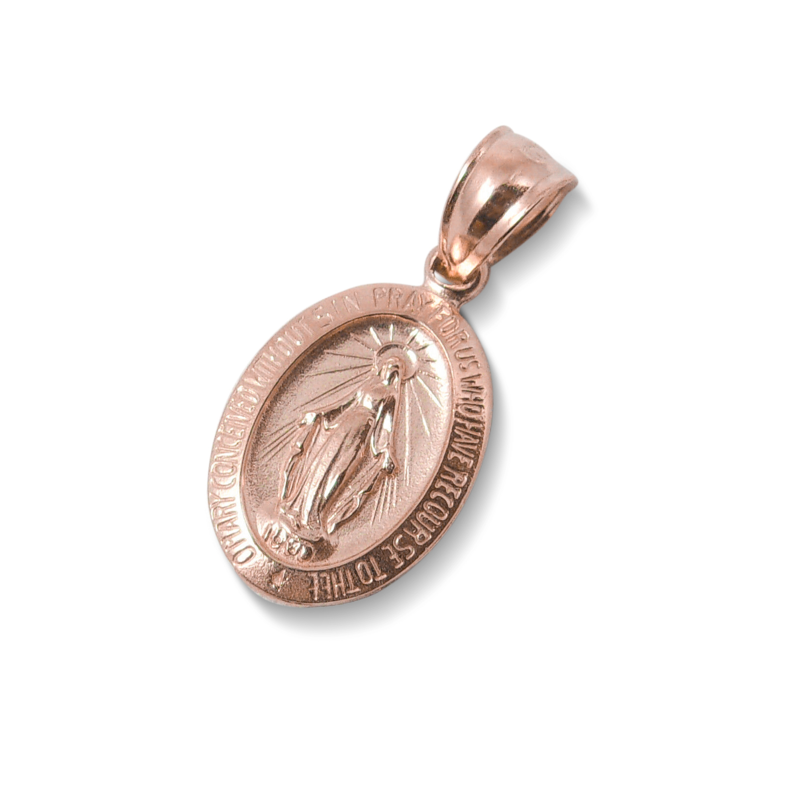 Rose gold miraculous medal on sale necklace