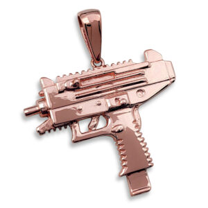 Solid 18K Rose Gold Uzi Pendant, Real Gold Gun Pendant