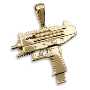 Solid 10K Yellow Gold Uzi Pendant, Real Gold Gun Pendant