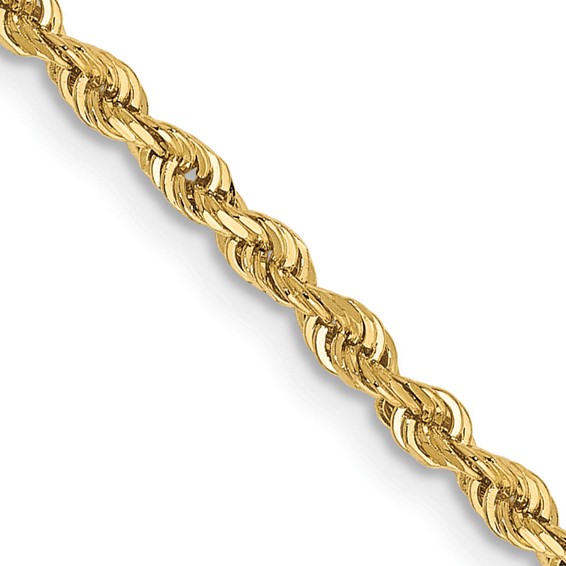 Solid 10K Yellow Gold 16" Diamond Cut Handmade Quadruple Rope Chain, 2.25mm