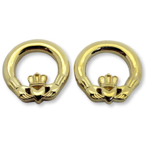 Solid 10K Yellow Gold Claddagh Earrings 16mm, Irish Claddagh Jewelry